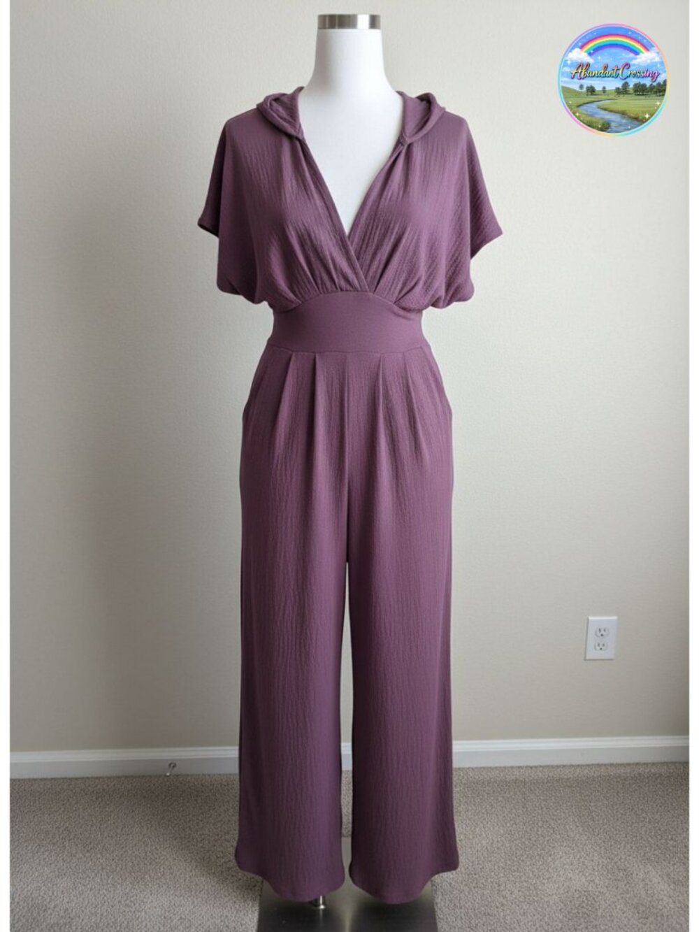 CUPSHE One Piece Wide Leg Jumpsuit V-Neck Batwing Sleeve Women's